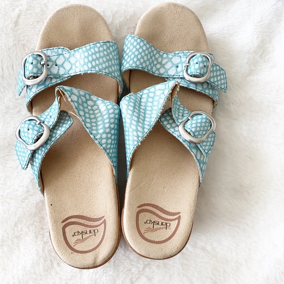 Dansko Blue and White Women's Sandals - Picture 6 of 11